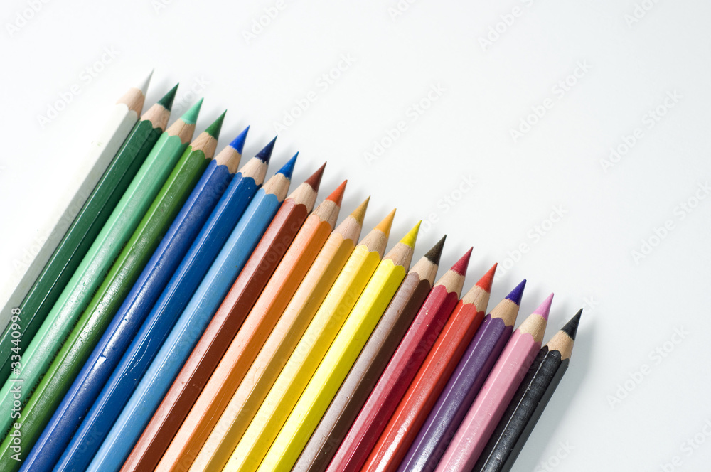 Colored pencils on white background. Sharpened rods. Colored pencils on white background. Sharpened rods.