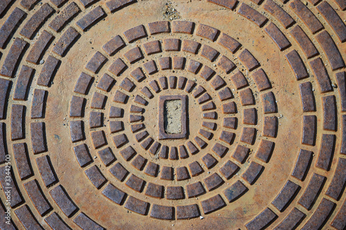 Iron manhole in the street
