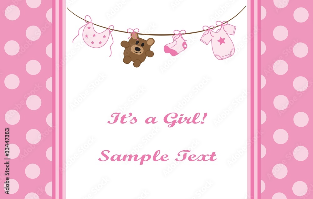 Pink Baby Girl Announcement Pink Baby Girl Announcement