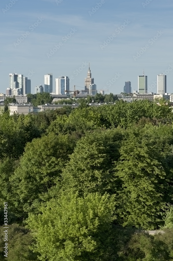 Fototapeta premium City panorama from hill, Warsaw, Poland