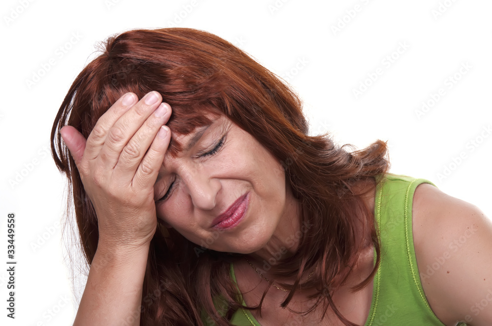 Fototapeta premium redhead woman with migraine