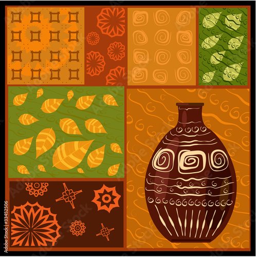 African abstract pattern with a vase