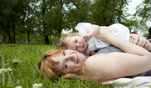 Mum and baby in park