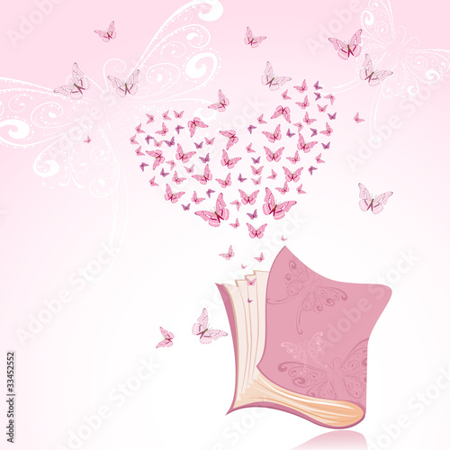 Book with pink butterflies
