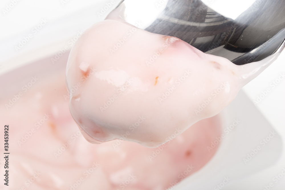 Fototapeta premium A fresh cup of strawberry yogurt