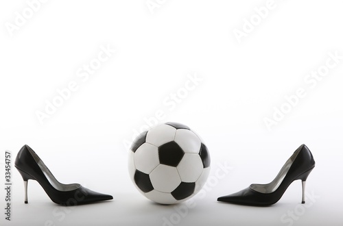 classic soccer ball with high heels photo