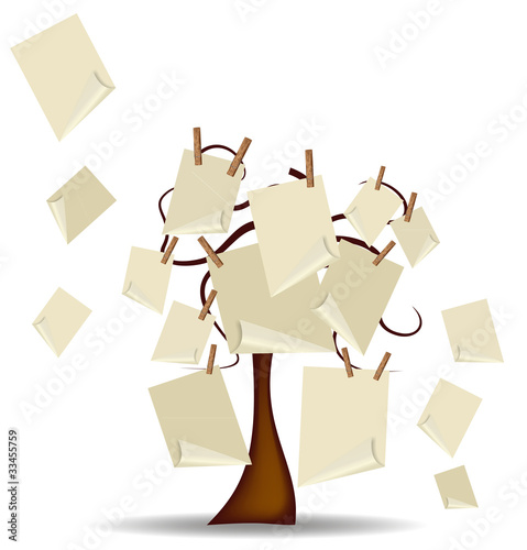 Albero con post it appesi con mollette