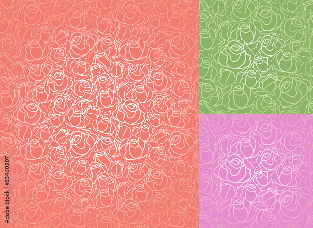 Seamless roses pattern. Set, wallpaper Seamless roses pattern. Set, wallpaper