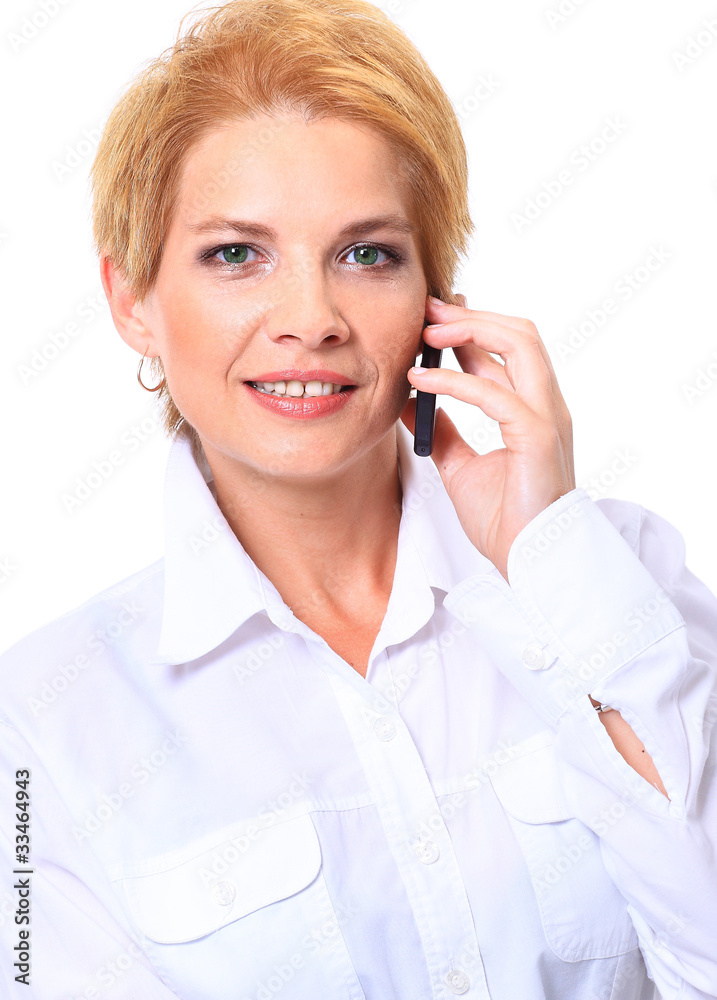 Portrait of business woman talking on the phone Portrait of business woman talking on the phone