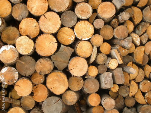 firewood in wood-shed texture