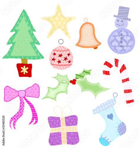 Set of 10 appliqued Christmas shapes