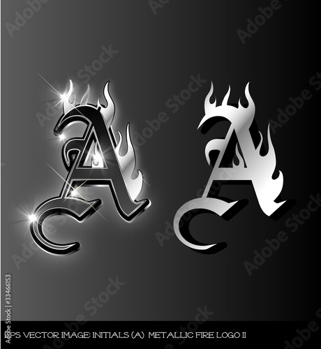 eps Vector image: initials (a)  metallic fire logo II