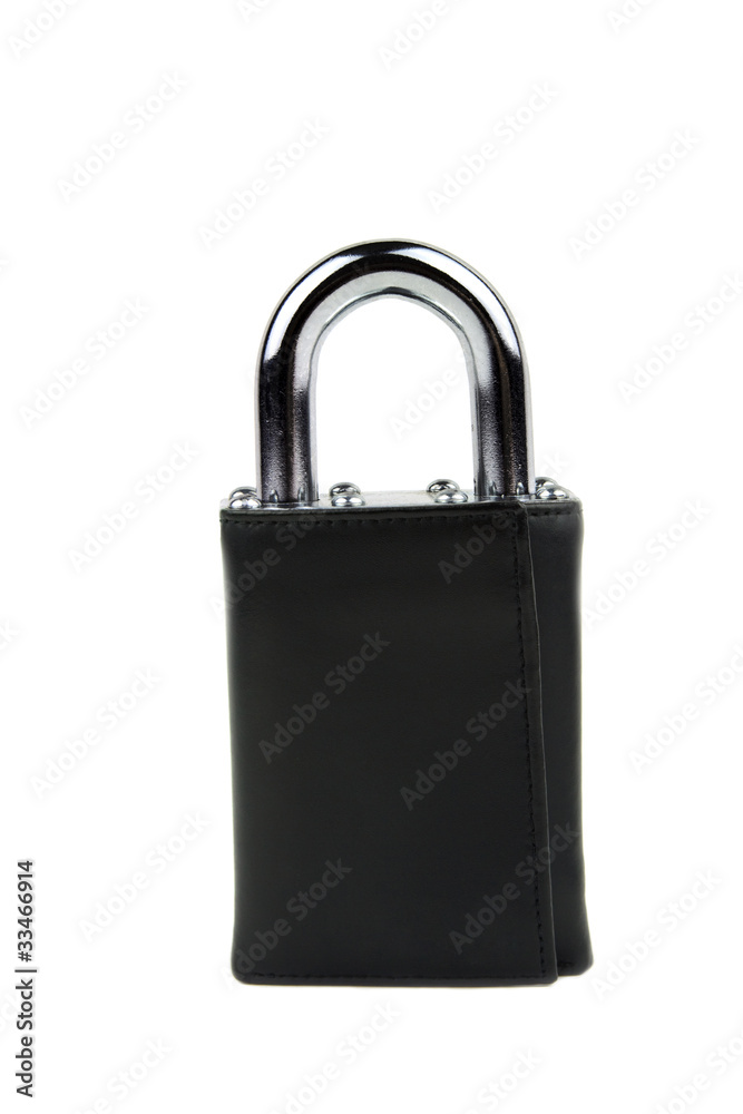 Financial Security Concept with Wallet Padlock Financial Security Concept with Wallet Padlock
