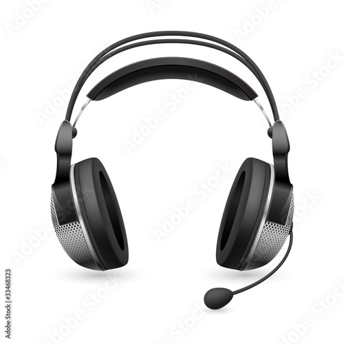 Realistic computer headset with microphone photo