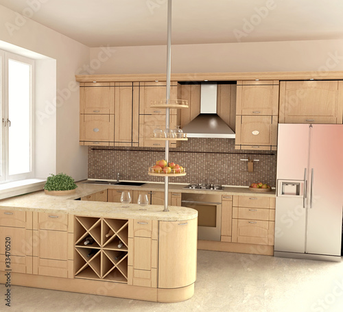 Fotografía Modern Kitchen Interior ijn 3D