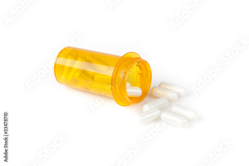 A yellow pill bottle