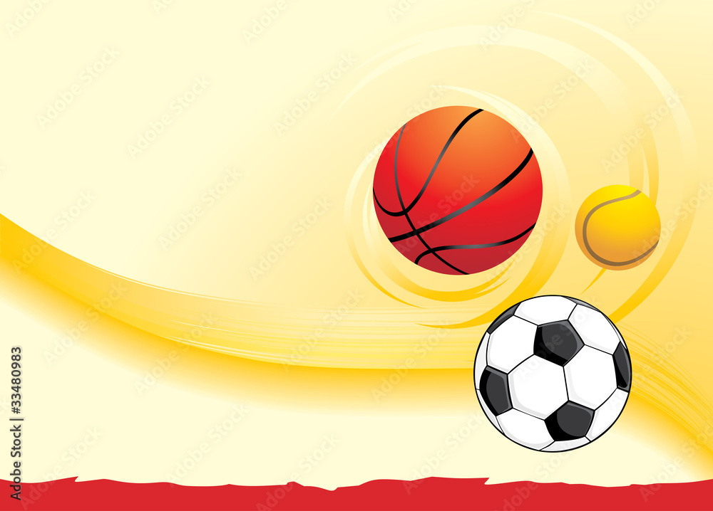 Obraz premium Sporting balls on the yellow background