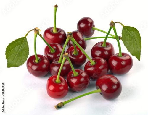 Canvas Print ripe red cherries