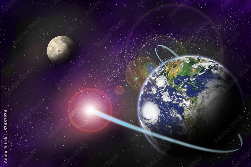 Obraz premium Technology digital communication in binary system on planet Eart