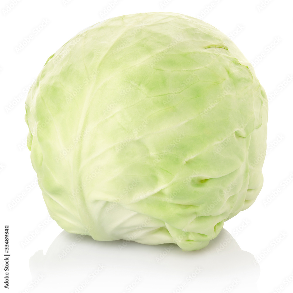 Head of white cabbage isolated, clipping path included Head of white cabbage isolated, clipping path included