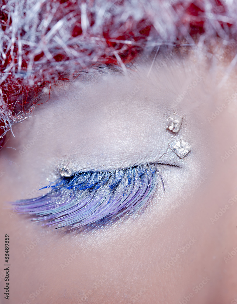 Obraz świąteczna koncepcja makijaż oczu zima czerwony srebrny makro