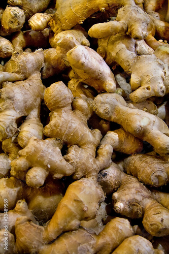 Fresh Organic Ginger In A Spice Market In Istanbul, Turkey