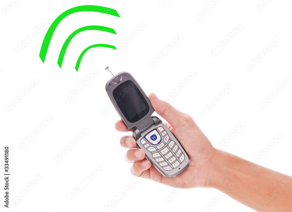 Cell Phone with Fun Radio Wave Signals Stock Photo | Adobe Stock
