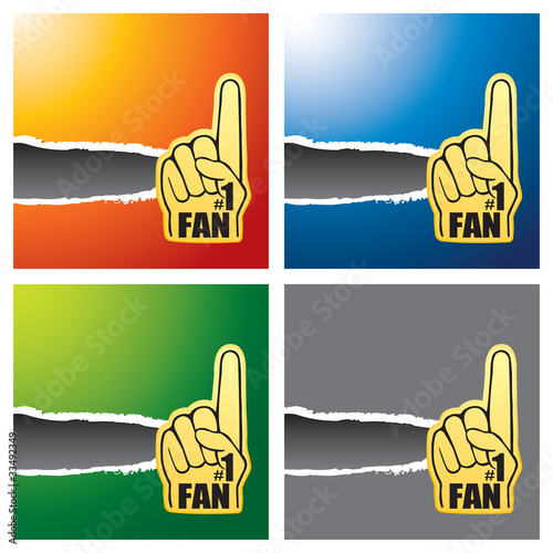 Sports fan hands on ripped banners