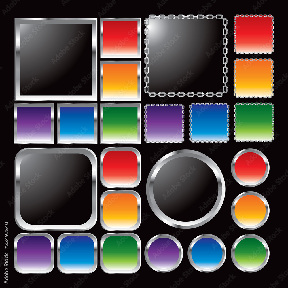 Multicolored square and round frames