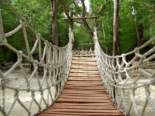 Adventure wooden rope jungle suspension bridge #33494302