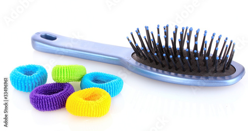 Hairbrush and Scrunchy isolated on white