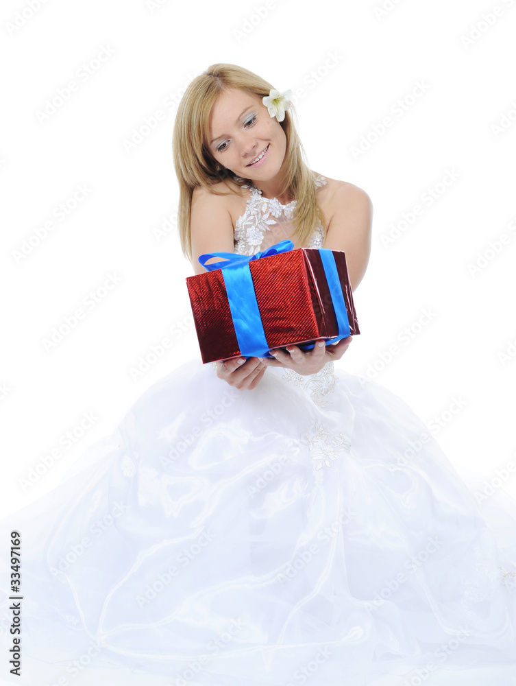 Bride hugging gift box Bride hugging gift box
