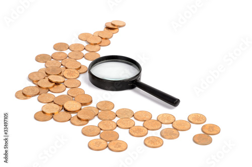 Magnifier and coins