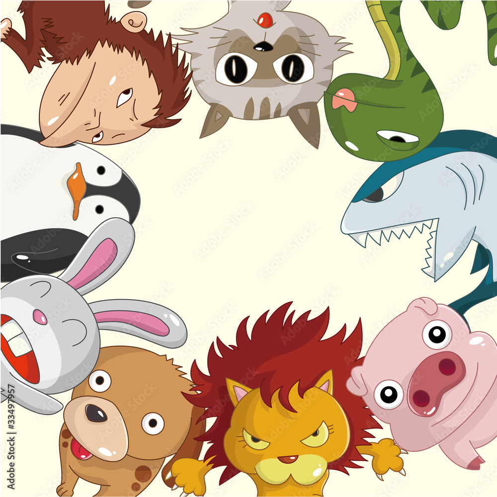 Naklejka premium cartoon animal card