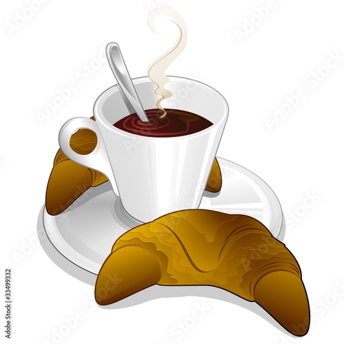 Caffè e Cornetto-Coffee and Brioche- Croissant-Vector