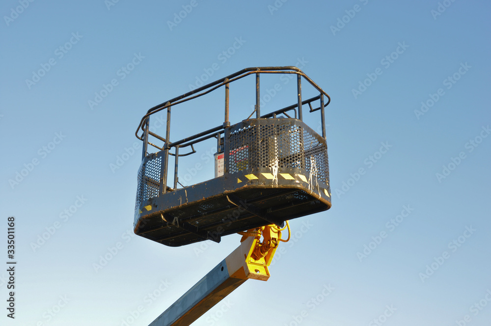 Mobile platform elevated towards a blue sky Mobile platform elevated towards a blue sky