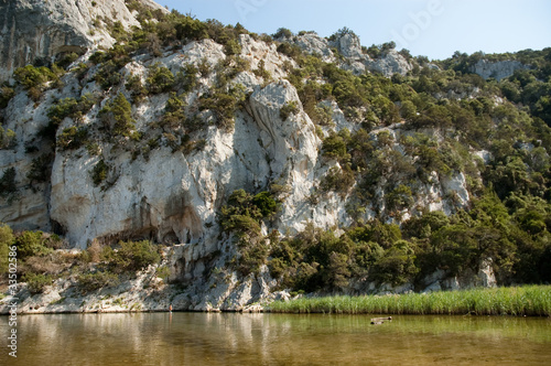Sardinia, Italy: Cliff and pond in Cala Luna, Orosei Gulf