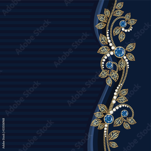 Diamond and gold decoration. Postcard. Vector.