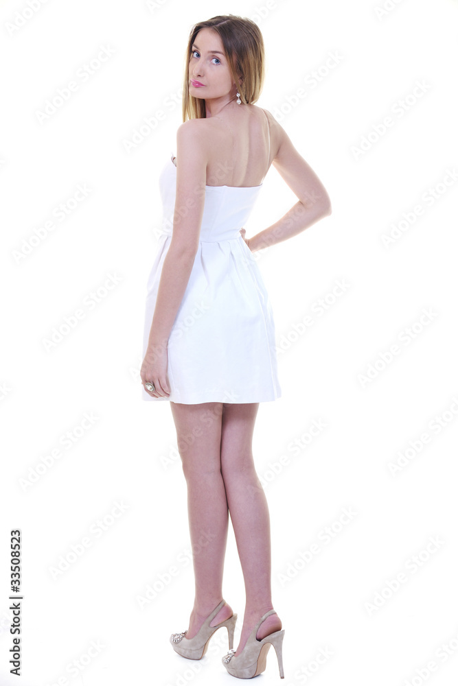 blonde female model posing isolated on white background blonde female model posing isolated on white background