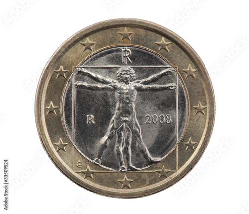 Italian one Euro with clipping path photo