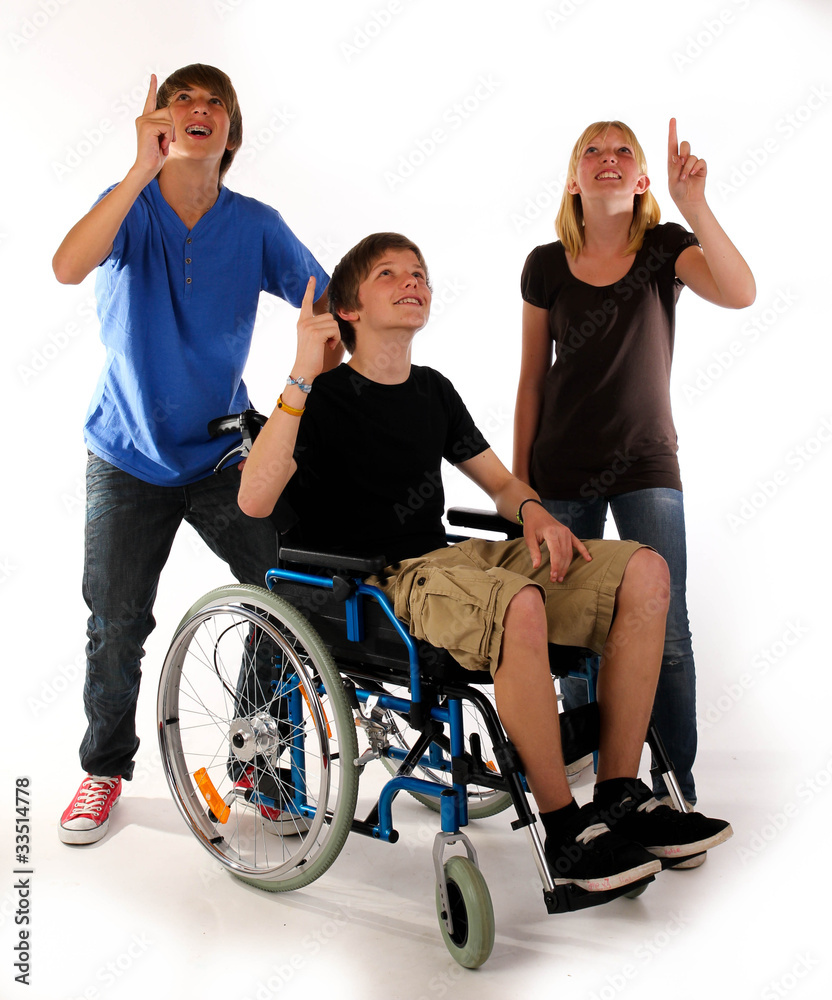 Fototapeta premium deuten nach oben gruppe teenager