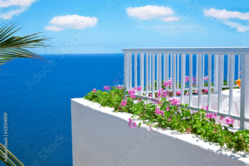 A balcony in Spain, looking out over the Atlantic Ocean