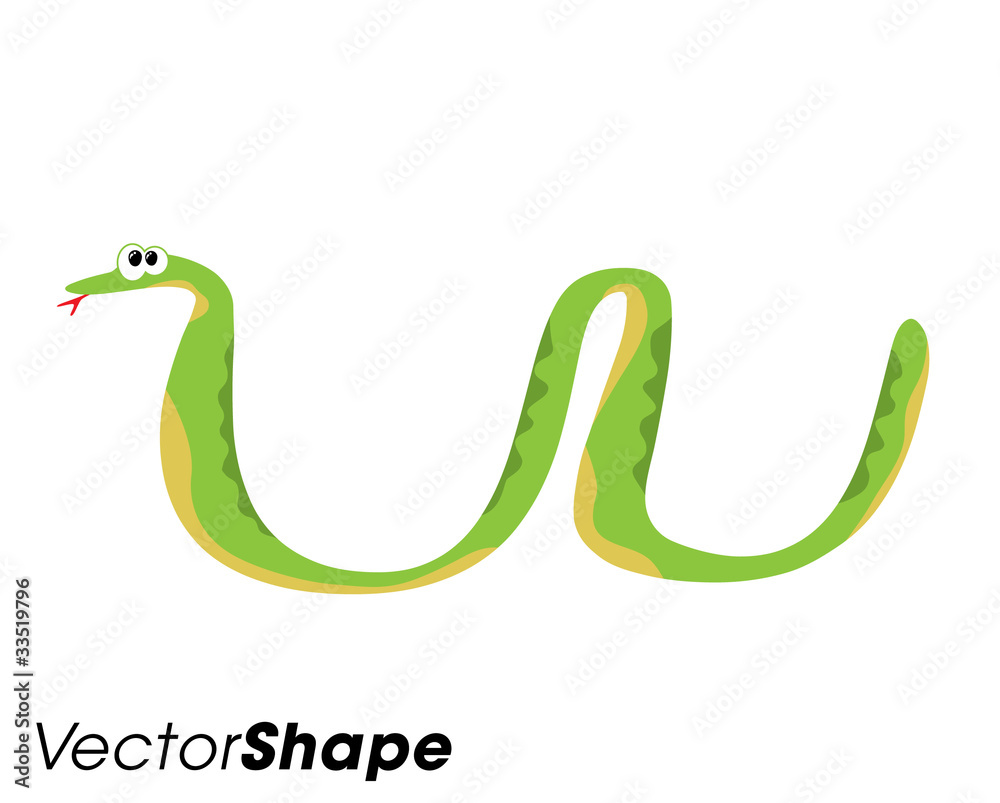 Funny cartoon green snake Funny cartoon green snake