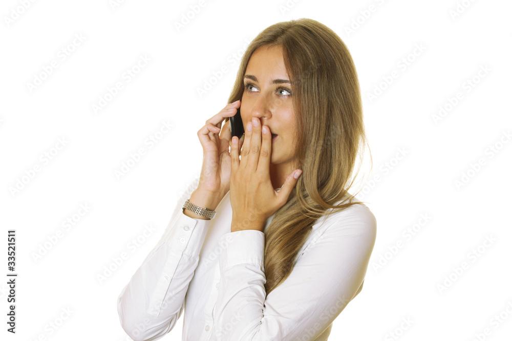 Attractive business woman talking on the phone Attractive business woman talking on the phone