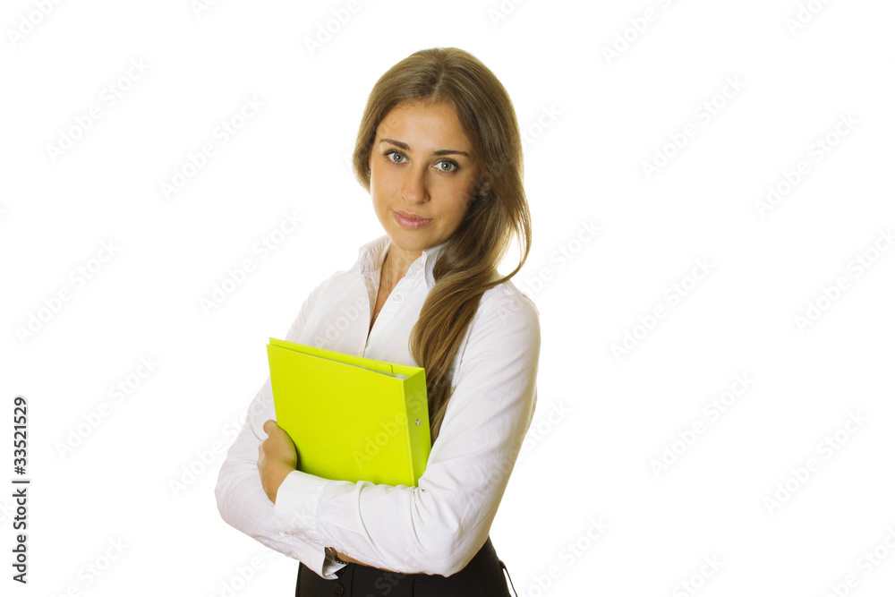 Close-up of business woman with folder Close-up of business woman with folder