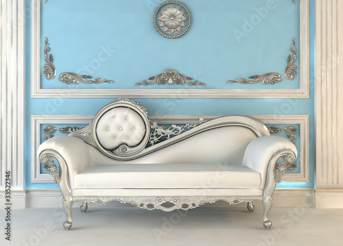 Luxurious sofa in blue royal interior