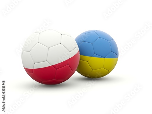Euro 2012. Poland and ukraine footballs isolated on white