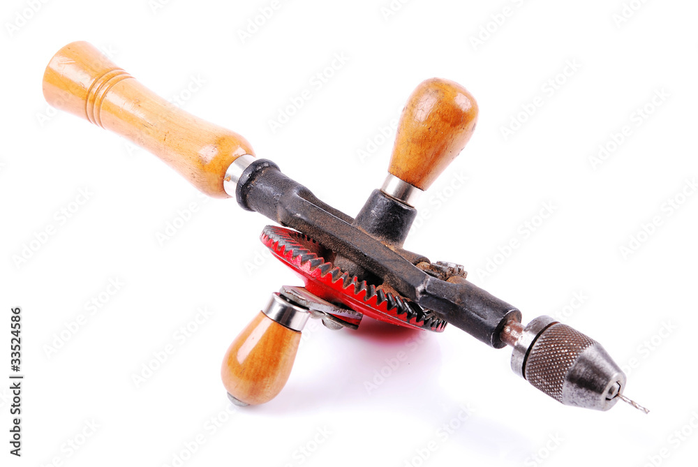 Hand drill, carpentry, isolated on a white background Hand drill, carpentry, isolated on a white background