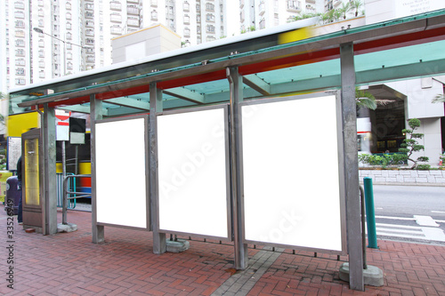 Blank billboard on bus stop