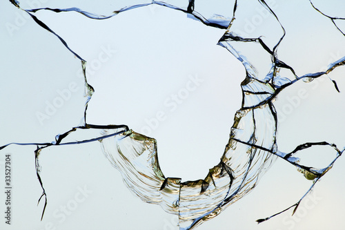 Hole glass broken  sky